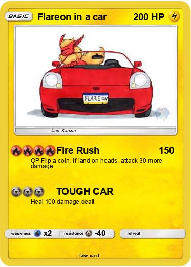 Pokemon Flareon in a car