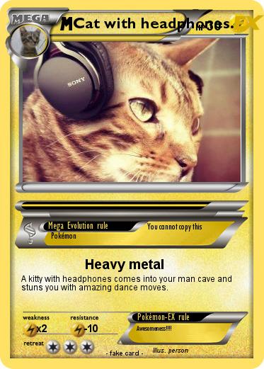 Pokemon Cat with headphones.