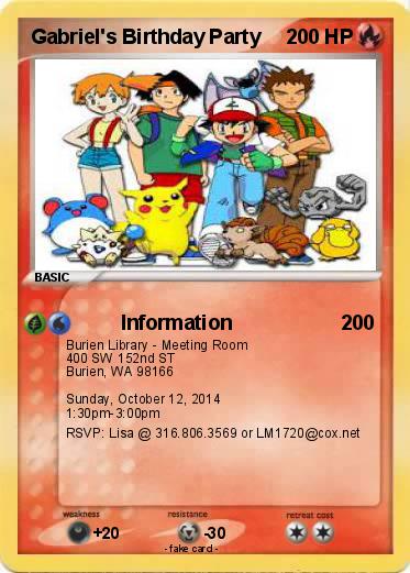 Pokemon Gabriel's Birthday Party