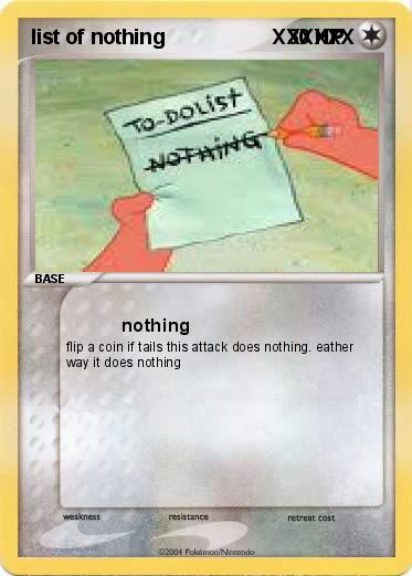 Pokemon list of nothing                   XXXXXX