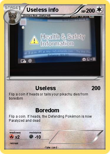 Pokemon Useless info