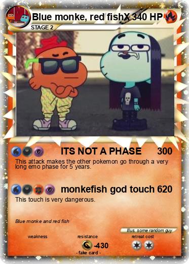 Pokemon Blue monke, red fishX