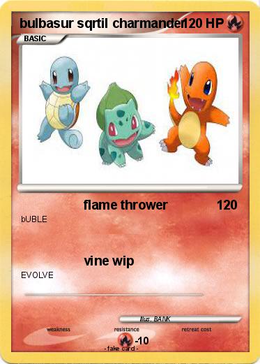 Pokemon bulbasur sqrtil charmander