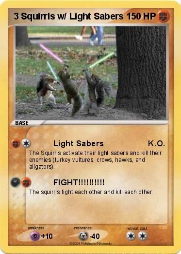 Pokemon 3 Squirrls w/ Light Sabers