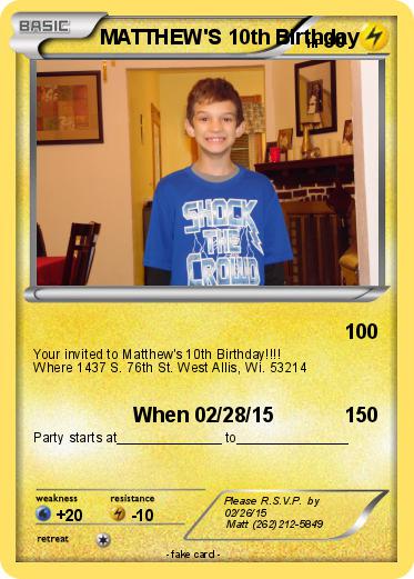 Pokemon MATTHEW'S 10th Birthday