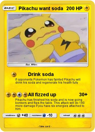 Pokemon Pikachu want soda