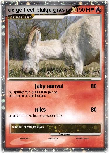 Pokemon de geit eet plukje gras