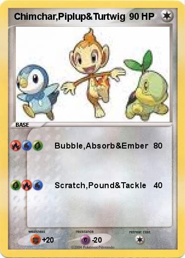 Pokemon Chimchar,Piplup&Turtwig
