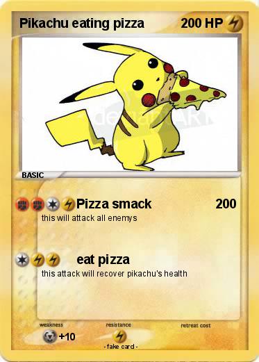 Pokemon Pikachu eating pizza