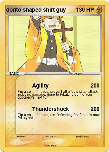 Pokemon dorito shaped shirt guy