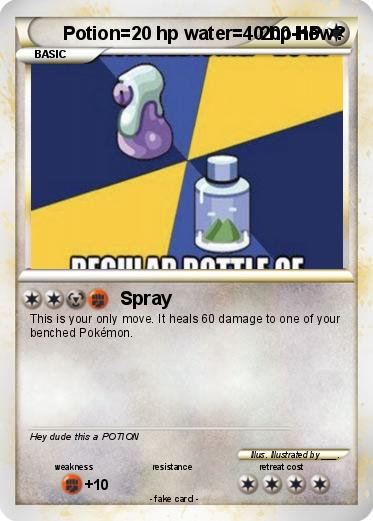 Pokemon Potion 20 hp water 40 hp how
