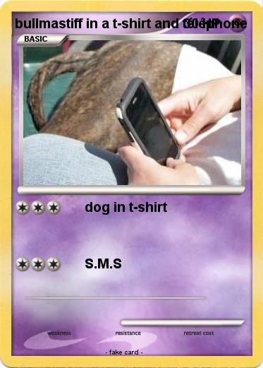 Pokemon bullmastiff in a t-shirt and téléphone