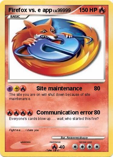 Pokemon Firefox vs. e app