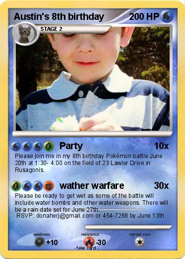 Pokemon Austin's 8th birthday