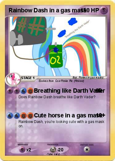 Pokemon Rainbow Dash in a gas mask