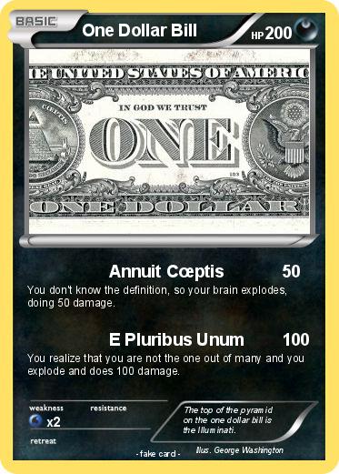 Pokemon One Dollar Bill