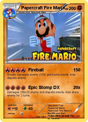 Pokemon Papercraft Fire Mario