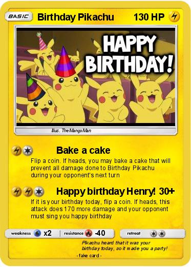 Pokemon Birthday Pikachu