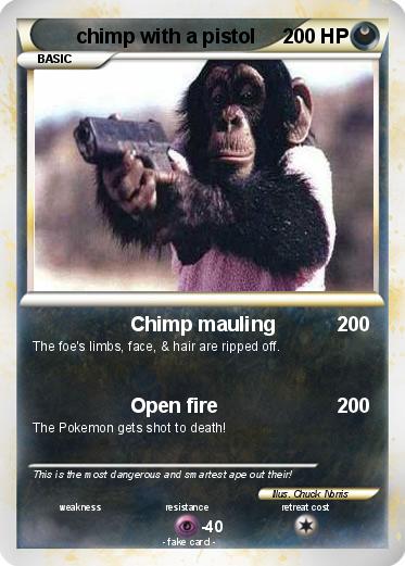 Pokemon chimp with a pistol