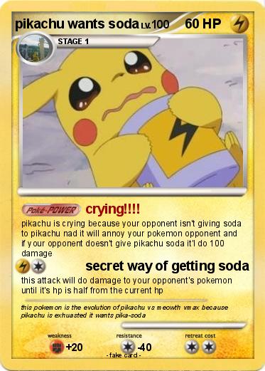 Pokemon pikachu wants soda