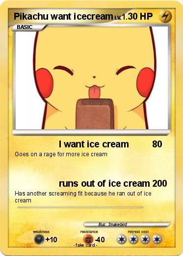 Pokemon Pikachu want icecream