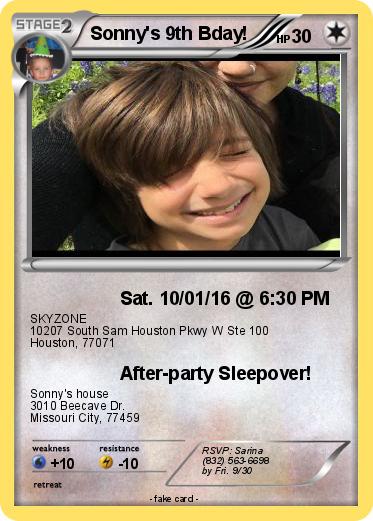 Pokemon Sonny's 9th Bday!