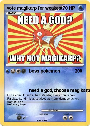 Pokemon vote magikarp for weakest