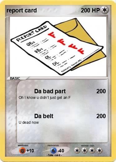 Pokemon report card