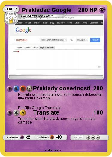 Pokemon Překladač Google