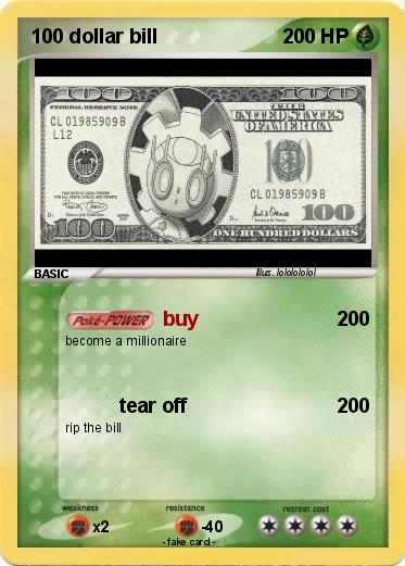 Pokemon 100 dollar bill