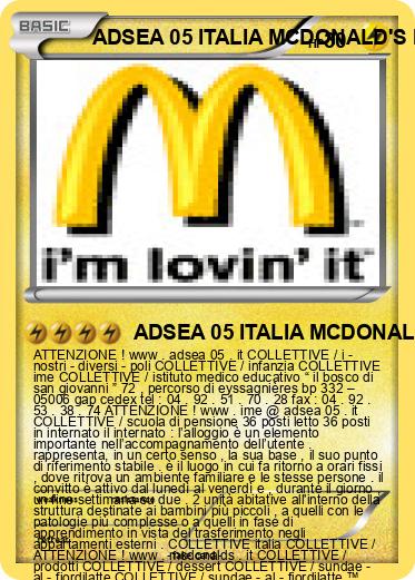 Pokemon ADSEA 05 ITALIA MCDONALD'S ITALIA IME ITALIA