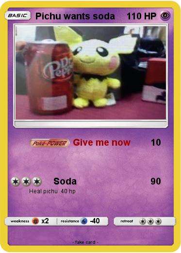 Pokemon Pichu wants soda