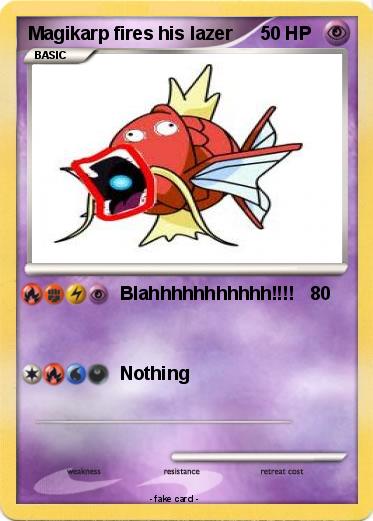 Pokemon Magikarp fires his lazer