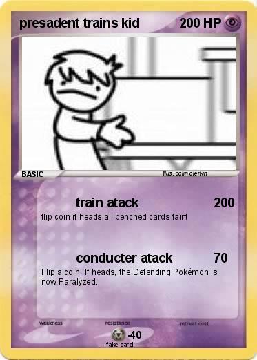 Pokemon presadent trains kid