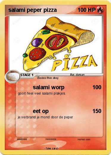 Pokemon salami peper pizza