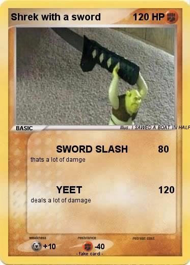 Pokemon Shrek with a sword