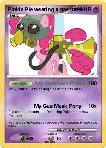 Pokemon Pinkie Pie wearing a gas mask