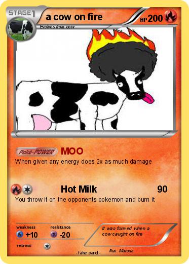 Pokemon a cow on fire
