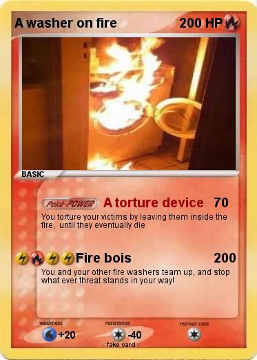 Pokemon A washer on fire