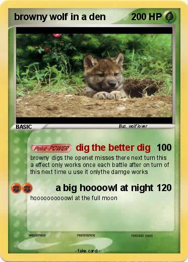 Pokemon browny wolf in a den