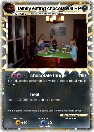 Pokemon family eating chocolate
