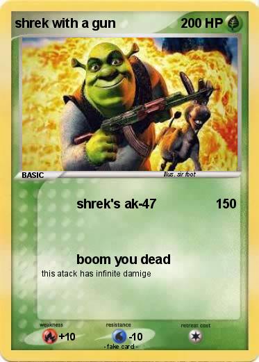Pokemon shrek with a gun