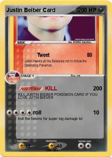Pokemon Justin Beiber Card