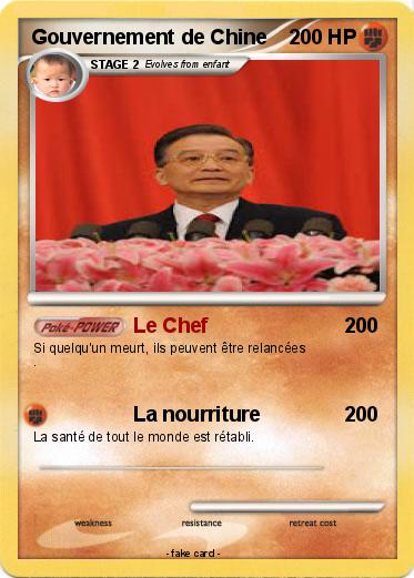 Pokemon Gouvernement de Chine
