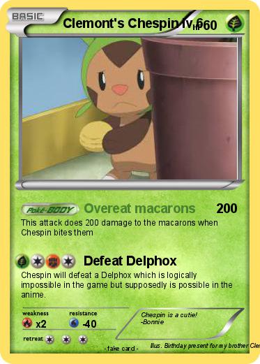 Pokemon Clemont's Chespin lv 6