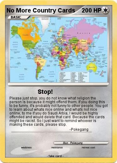 Pokemon No More Country Cards