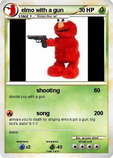 Pokemon elmo with a gun