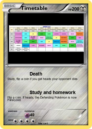 Pokemon Timetable