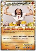 crazy ANDREW W K1, crazy ANDREW W