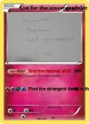 List for the scavenger hunt List for the
